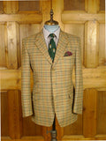 26/0792 immaculate cordings of piccadilly tan brown sporting check tweed jacket w/ horn buttons 38 regular