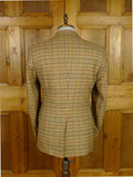 26/0792 immaculate cordings of piccadilly tan brown sporting check tweed jacket w/ horn buttons 38 regular