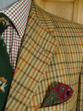 26/0792 immaculate cordings of piccadilly tan brown sporting check tweed jacket w/ horn buttons 38 regular