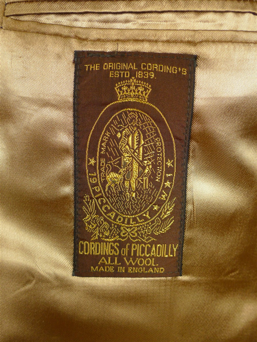 26/0792 immaculate cordings of piccadilly tan brown sporting check tweed jacket w/ horn buttons 38 regular