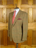 26/0786 vintage british bladen brown / green gun check tweed sports jacket 46 regular