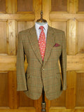 26/0786 vintage british bladen brown / green gun check tweed sports jacket 46 regular
