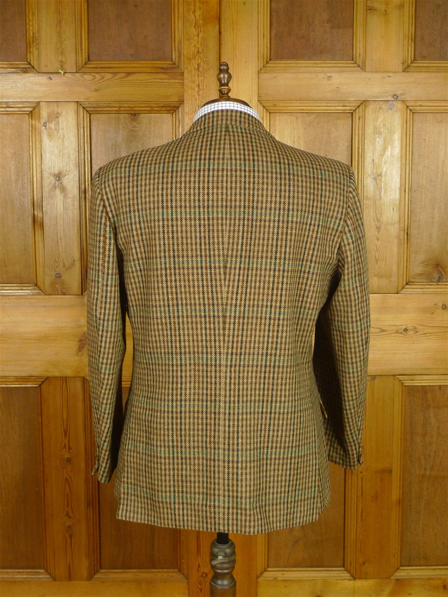 26/0786 vintage british bladen brown / green gun check tweed sports jacket 46 regular