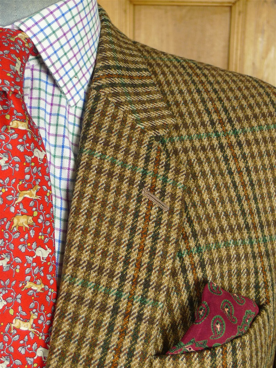 26/0786 vintage british bladen brown / green gun check tweed sports jacket 46 regular