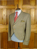 26/0807 wonderful 1950s 1960s vintage brown glen check worsted twist kilt jacket w/ staghorn buttons 44 regular