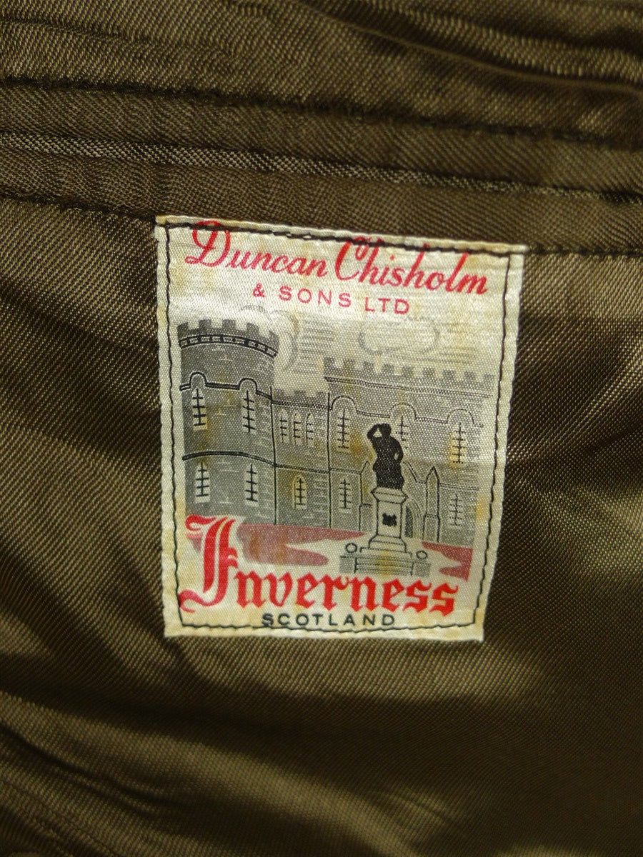 26/0807 wonderful 1950s 1960s vintage brown glen check worsted twist kilt jacket w/ staghorn buttons 44 regular