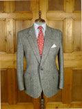 26/0800 near immaculate crombie grey herringbone w/ blue fleck sports jacket blazer 44 regular