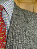 26/0800 near immaculate crombie grey herringbone w/ blue fleck sports jacket blazer 44 regular