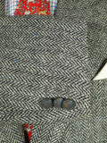 26/0800 near immaculate crombie grey herringbone w/ blue fleck sports jacket blazer 44 regular