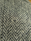 26/0804 vintage harris tweed grey herringbone wool car coat peacoat w/ leather buttons 41-42