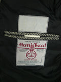 26/0804 vintage harris tweed grey herringbone wool car coat peacoat w/ leather buttons 41-42