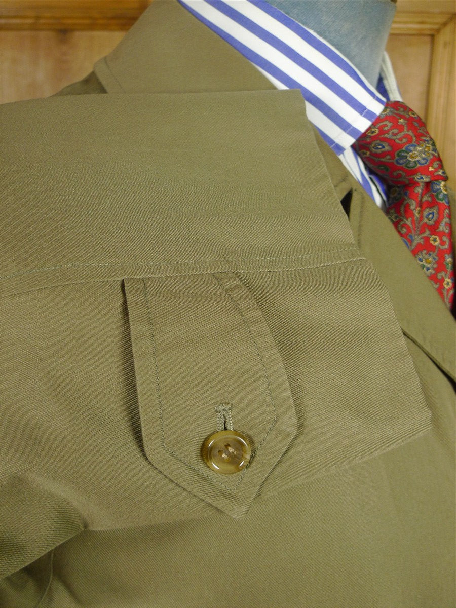 26/0796 near immaculate vintage green burberry cotton mix raincoat mac w/ detachable liner 44