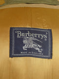 26/0796 near immaculate vintage green burberry cotton mix raincoat mac w/ detachable liner 44