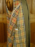 26/0796 near immaculate vintage green burberry cotton mix raincoat mac w/ detachable liner 44