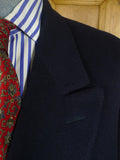 26/0802 vintage crombie navy blue d/b full length wool overcoat 46 regular
