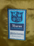 26/0803 vintage baron of piccadilly khaki venetian wool covert coat overcoat 46 regular