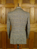 26/0809 wonderful vintage brown wp check irish tweed sports jacket blazer w/ horn buttons 38-39 regular