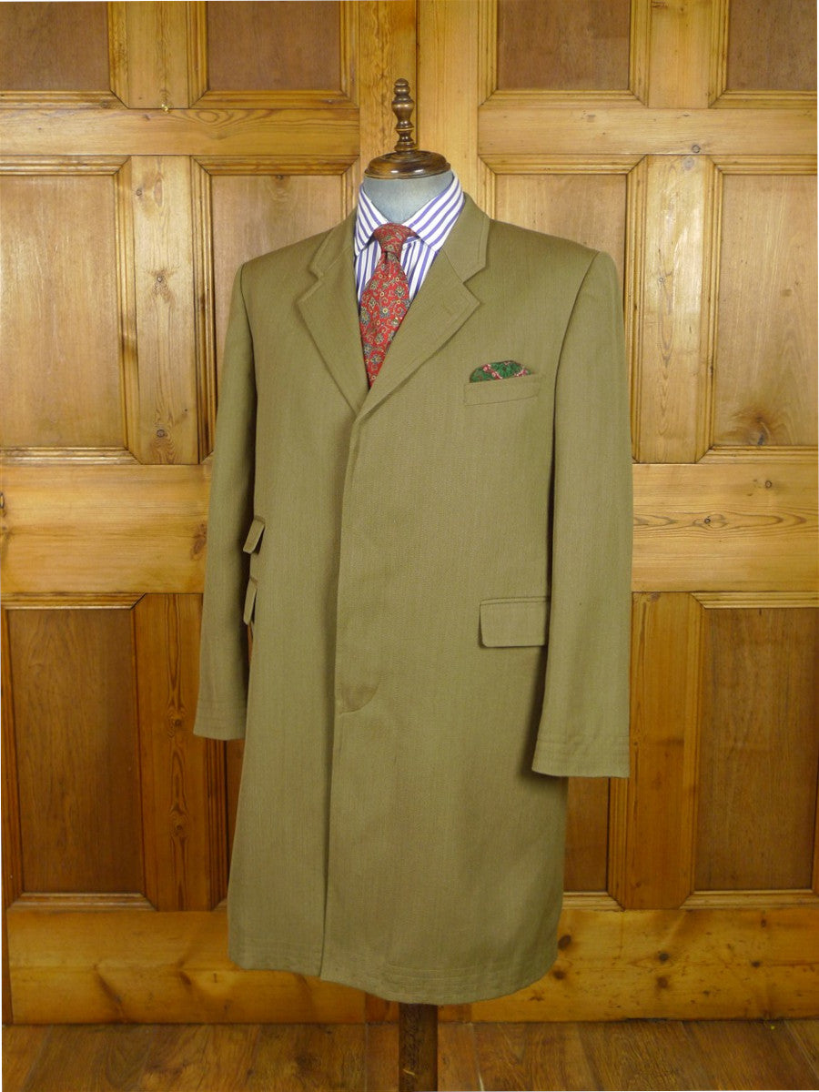 26/0803 vintage baron of piccadilly khaki venetian wool covert coat overcoat 46 regular