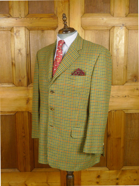 26/0816 immaculate 2002 british bespoke tailored green gun check lambswool sports jacket 46-47 regular to long