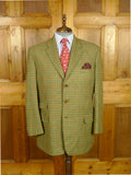 26/0816 immaculate 2002 british bespoke tailored green gun check lambswool sports jacket 46-47 regular to long