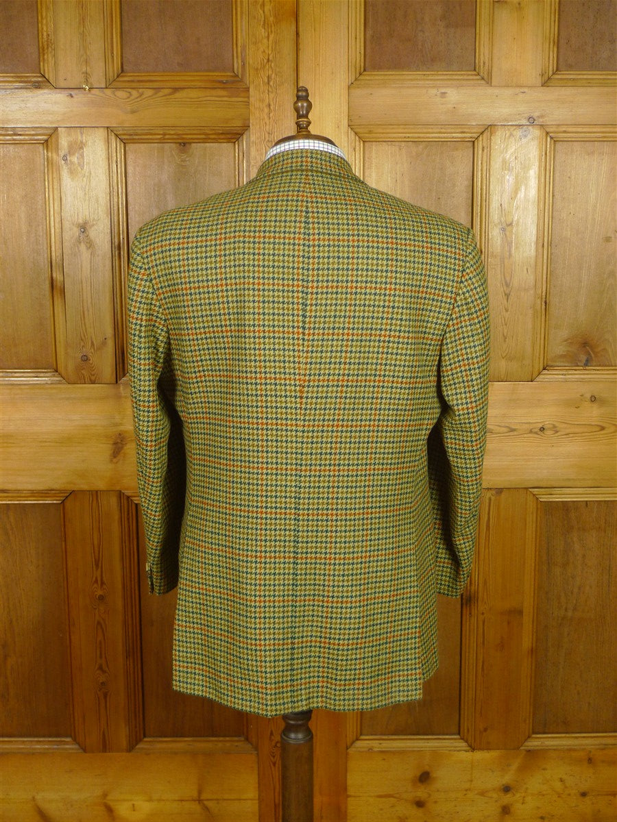 26/0816 immaculate 2002 british bespoke tailored green gun check lambswool sports jacket 46-47 regular to long