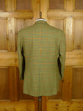 26/0816 immaculate 2002 british bespoke tailored green gun check lambswool sports jacket 46-47 regular to long