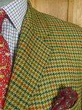 26/0816 immaculate 2002 british bespoke tailored green gun check lambswool sports jacket 46-47 regular to long