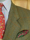 26/0817 immaculate british saxony twist green wp check tweed sports jacket 42 regular