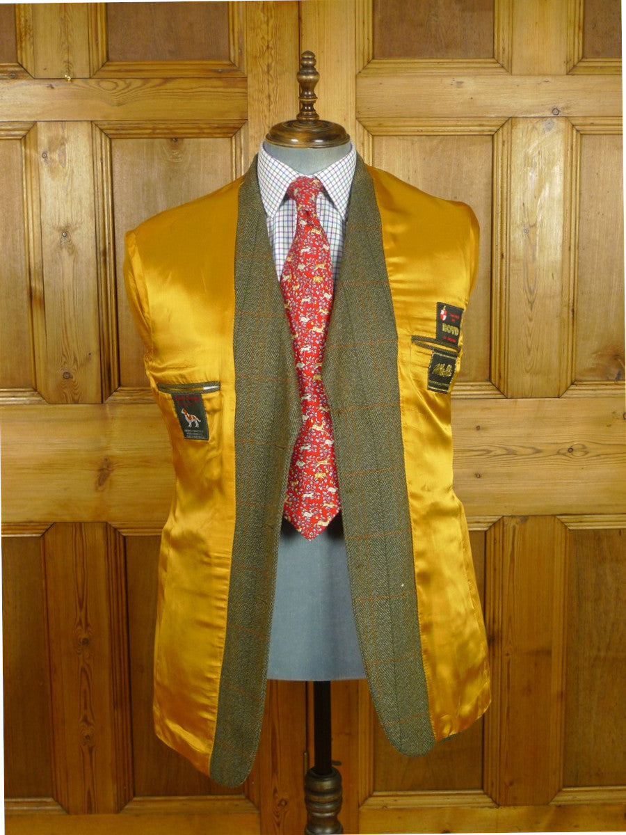 26/0817 immaculate british saxony twist green wp check tweed sports jacket 42 regular