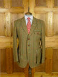 26/0818 immaculate british saxony wool green wp check tweed half-norfolk style shooting jacket 43-44 long