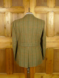 26/0818 immaculate british saxony wool green wp check tweed half-norfolk style shooting jacket 43-44 long