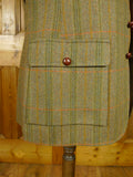 26/0818 immaculate british saxony wool green wp check tweed half-norfolk style shooting jacket 43-44 long