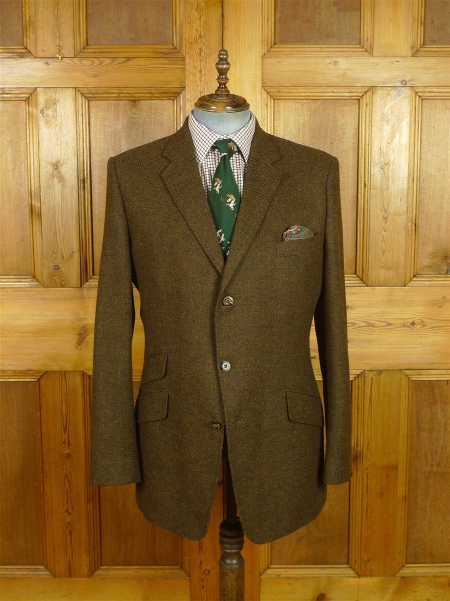 26/0820 immaculate cordings piccadilly brown twill tweed sports jacket blazer w/ contrast linings 44 long