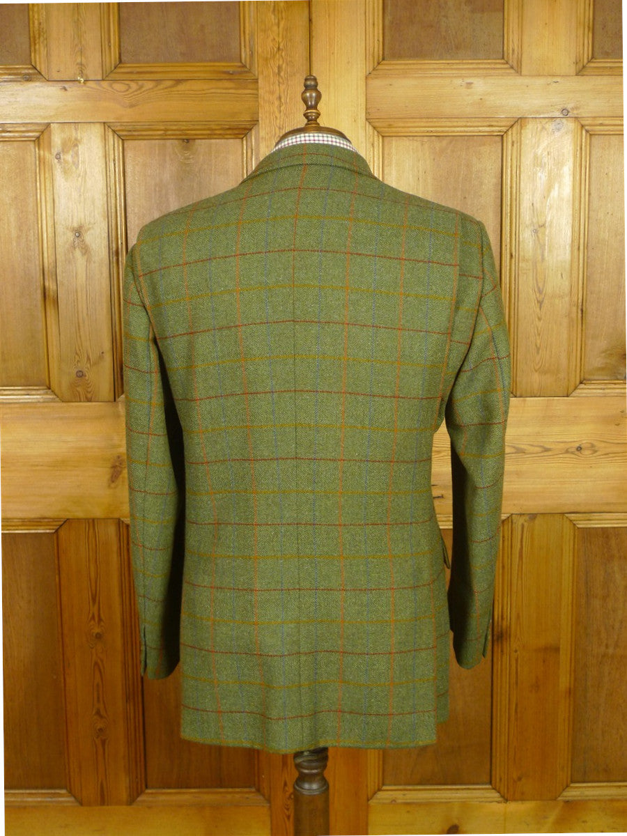 26/0822 musto performance green wp check tweed shooting jacket w/ action back 44 regular to long