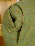 26/0822 musto performance green wp check tweed shooting jacket w/ action back 44 regular to long