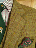 26/0814 wonderful vintage p&j haggart of aberfeldy heavyweight khaki wp check 3-piece tweed shooting suit 44 regular