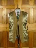 26/0814 wonderful vintage p&j haggart of aberfeldy heavyweight khaki wp check 3-piece tweed shooting suit 44 regular