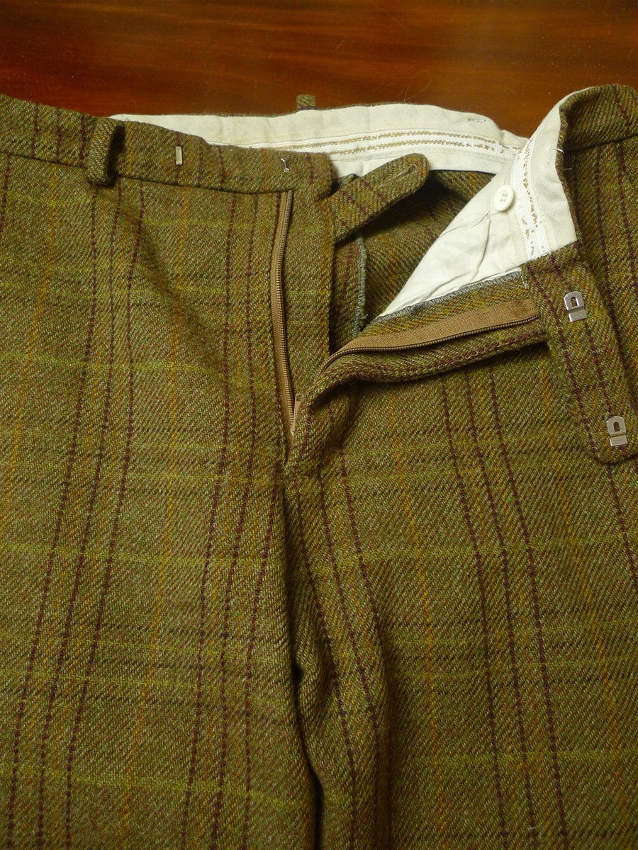 26/0814 wonderful vintage p&j haggart of aberfeldy heavyweight khaki wp check 3-piece tweed shooting suit 44 regular