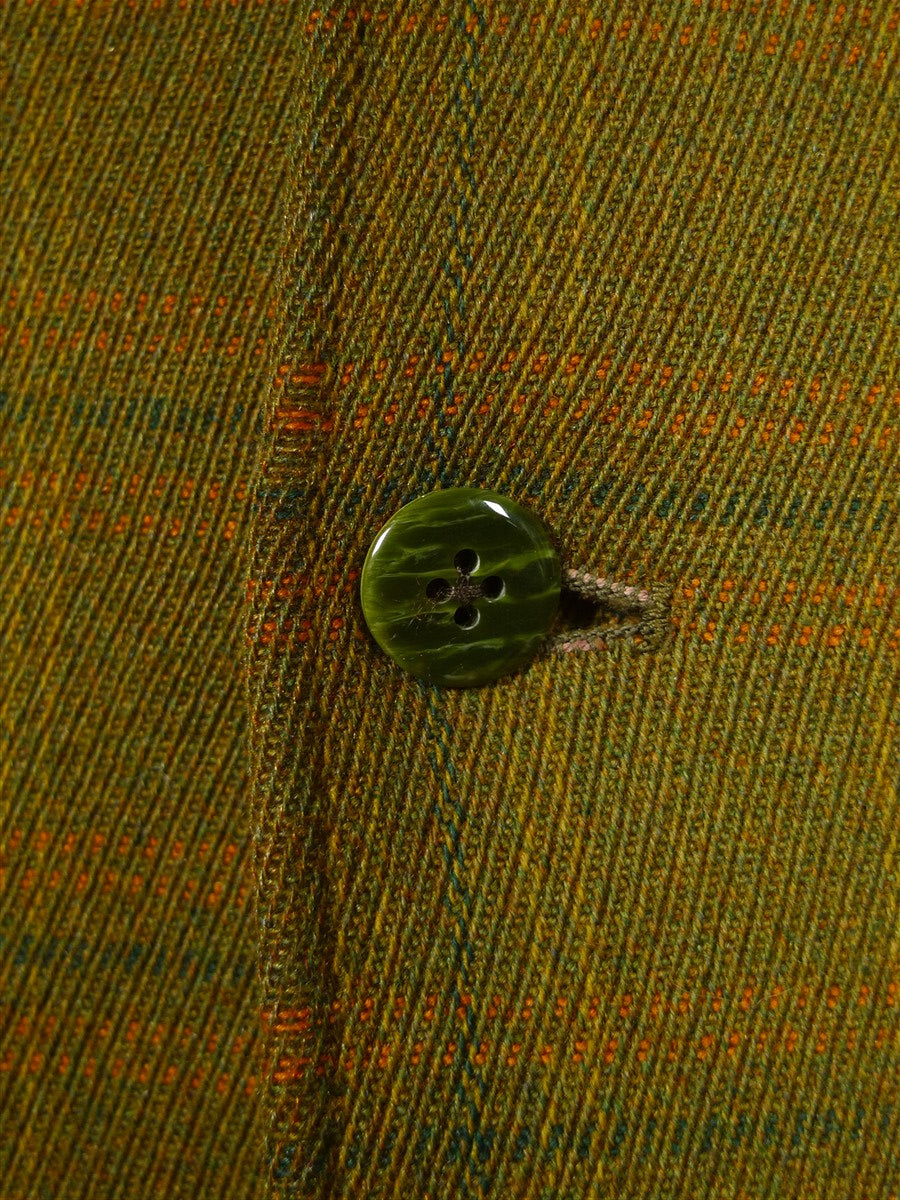 26/0821 vintage 1960s british green wp check cavalry twill hacking jacket w/ poacher's pocket for goodwood revival 39 regular