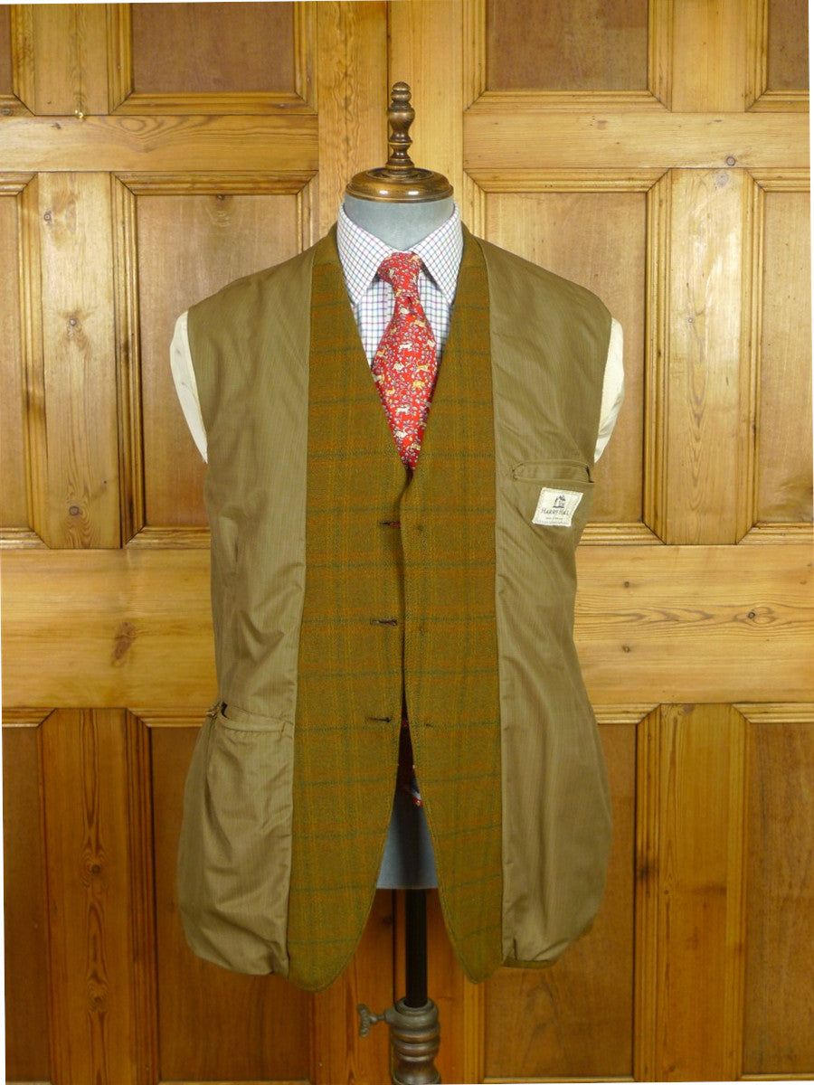 26/0821 vintage 1960s british green wp check cavalry twill hacking jacket w/ poacher's pocket for goodwood revival 39 regular