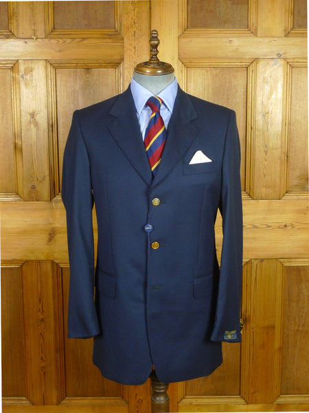 26/0830 deadstock new w/ tags crombie navy blue wool silk & cashmere blazer 40 long