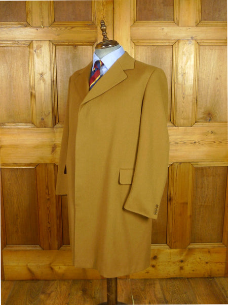 26/0825 immaculate 1980s vintage aquascutum heavyweight tan brown venetian wool fly-front coat overcoat 46 short