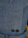 26/0824 exceptional near immaculate cc41 utility mark genuine ww2 era heavyweight d/b blue herringbone weave tweed overcoat w/ original belt & buttons 40