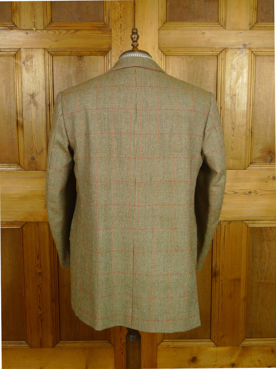 26/0813 immaculate kent haste lachter 2023 savile row bespoke brown / amber 4-piece tweed suit (portly cut) 47 regular to long