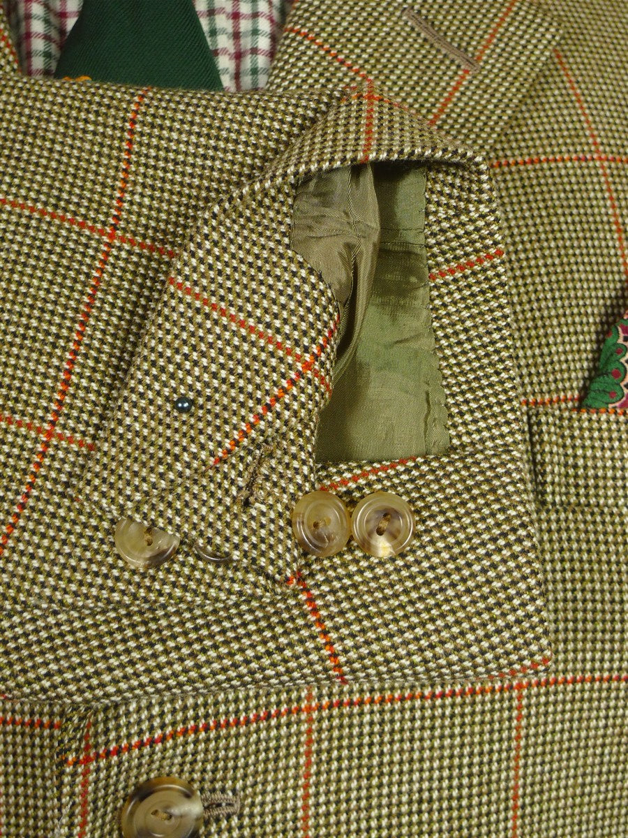 26/0813 immaculate kent haste lachter 2023 savile row bespoke brown / amber 4-piece tweed suit (portly cut) 47 regular to long