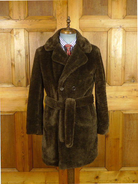 26/0826 richard james savile row brown 'teddy bear' style motoring car coat overcoat w/ belt (rrp £800) 38-40