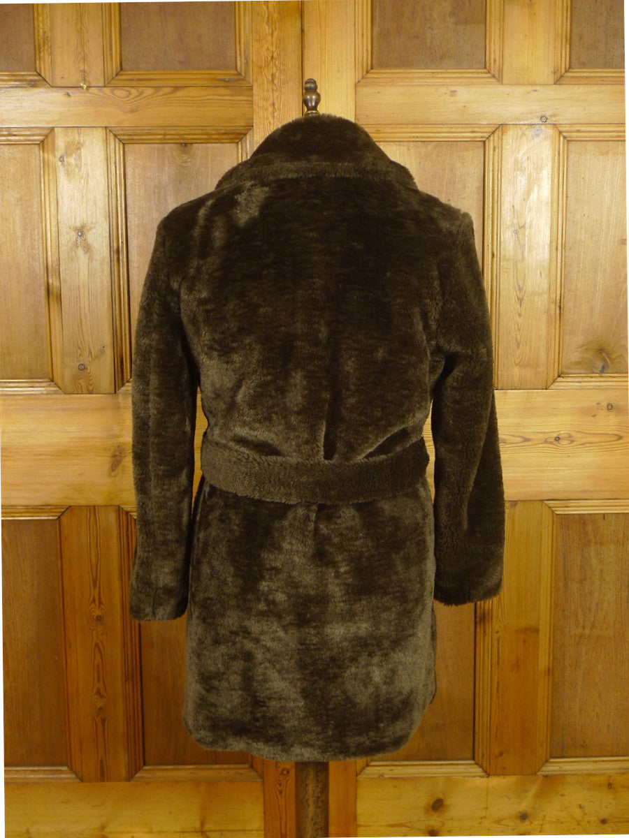 26/0826 richard james savile row brown 'teddy bear' style motoring car coat overcoat w/ belt (rrp £800) 38-40