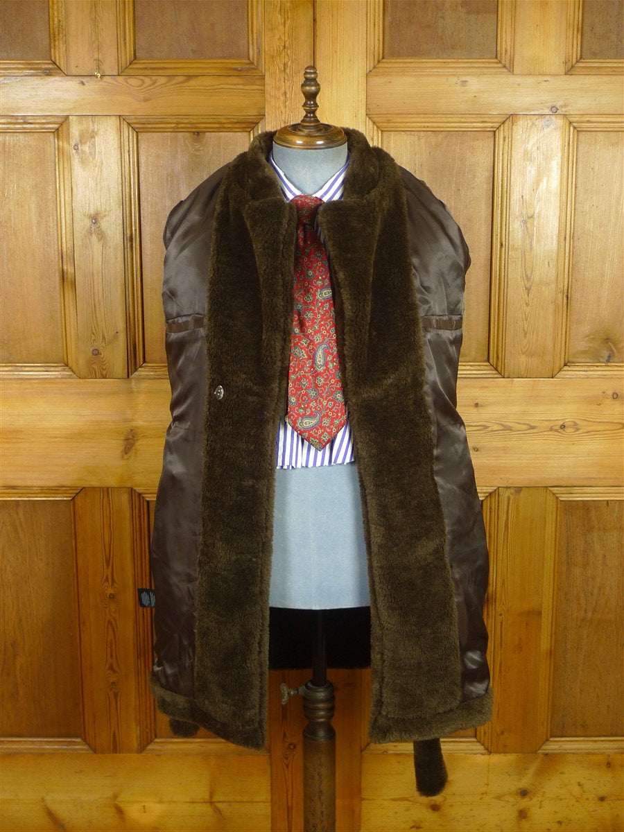 26/0826 richard james savile row brown 'teddy bear' style motoring car coat overcoat w/ belt (rrp £800) 38-40