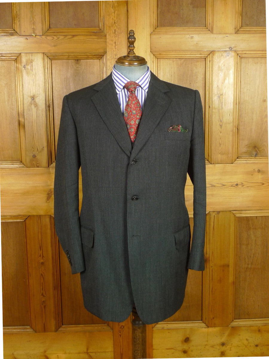 26/0811 kent haste lachter 2016 savile row bespoke charcoal grey nailhead weave 4-piece worsted suit (portly cut) 47 regular to long
