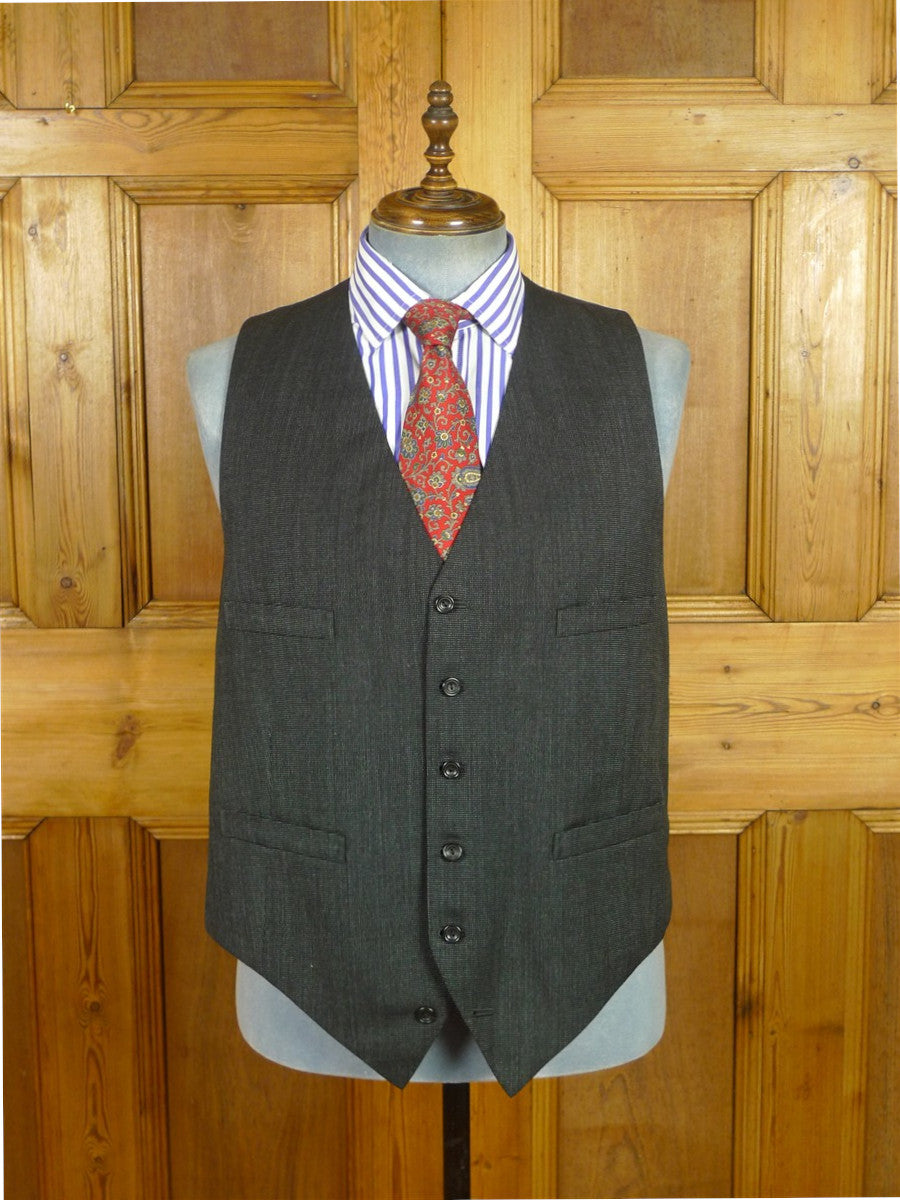 26/0811 kent haste lachter 2016 savile row bespoke charcoal grey nailhead weave 4-piece worsted suit (portly cut) 47 regular to long